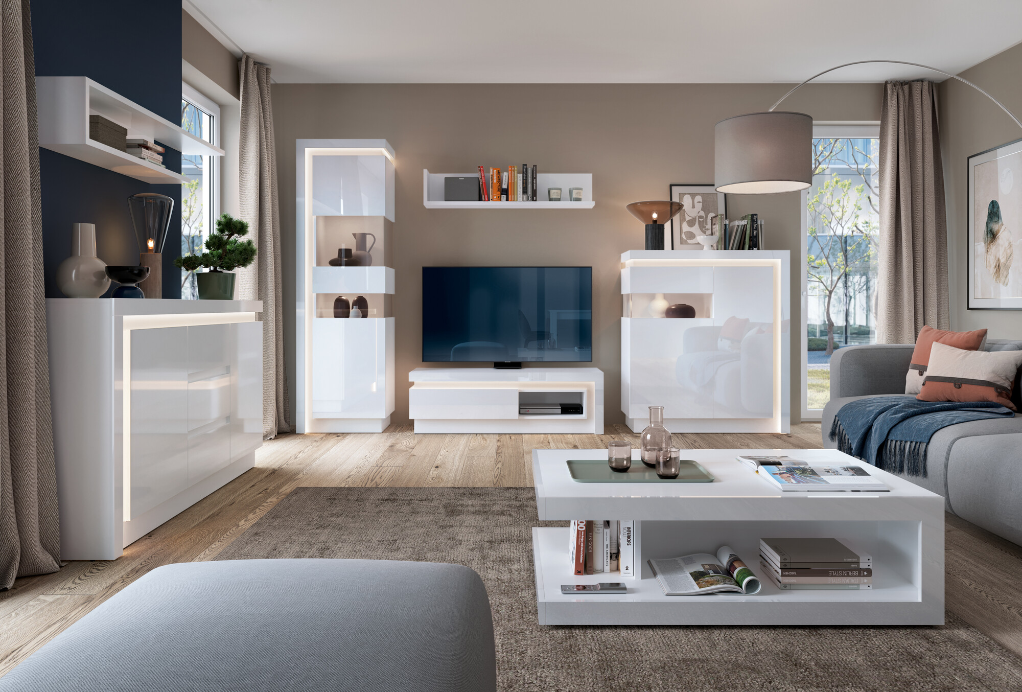 Pakabinama lentyna Feldeli 109 (Balta + Blizgi balta)