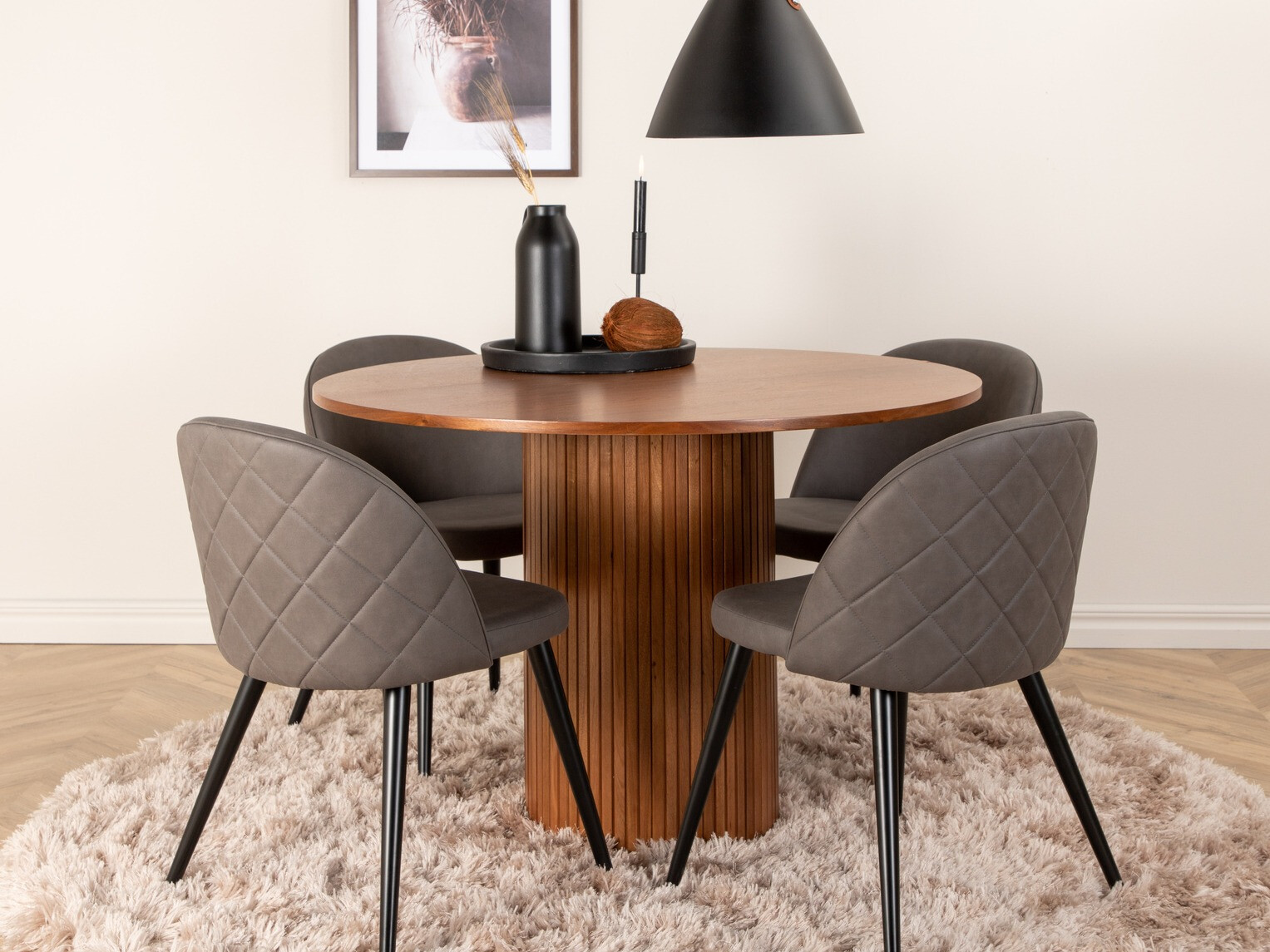 Valgomojo komplektas Dallas 3071 (Pilka + Juoda)