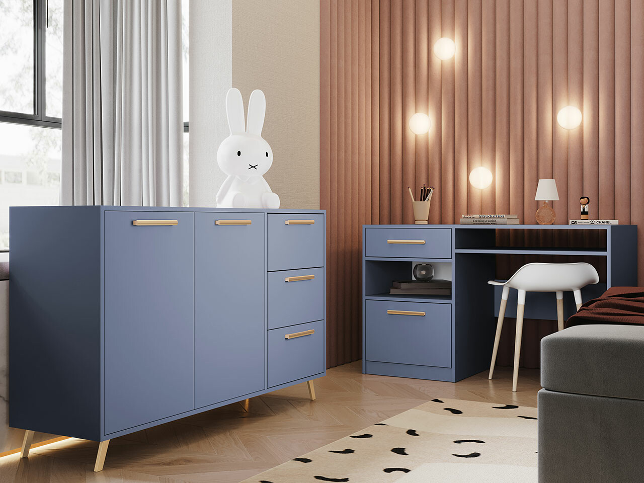 Baldų komplektas Delbalo 105 (Mėlyna)