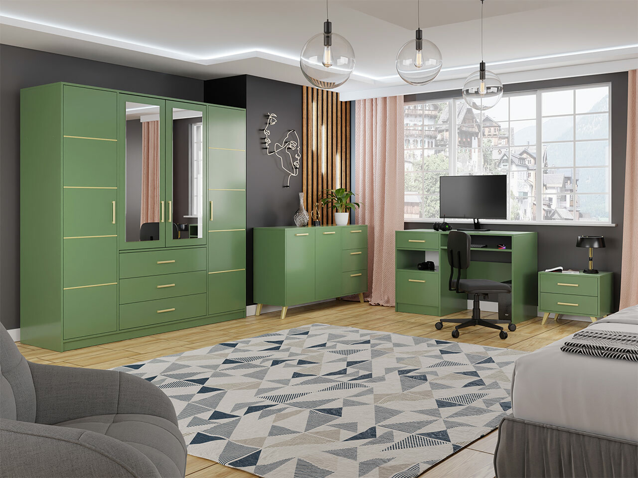 Baldų komplektas Delbalo 106 (Žalia)