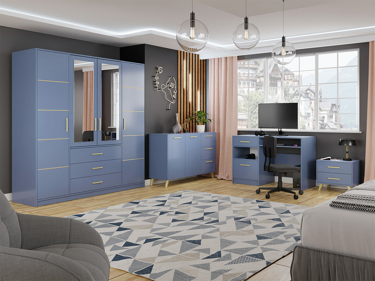 Baldų komplektas Rosa I (Mėlyna)