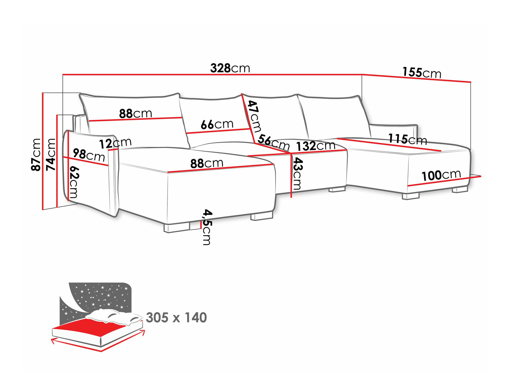 Minkštas kampas Columbus 218 (Soul 16)