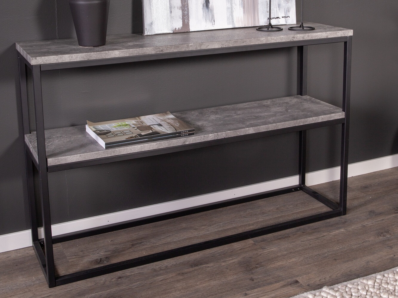 Konsolė Dallas 2521 (Betonas + Juoda)