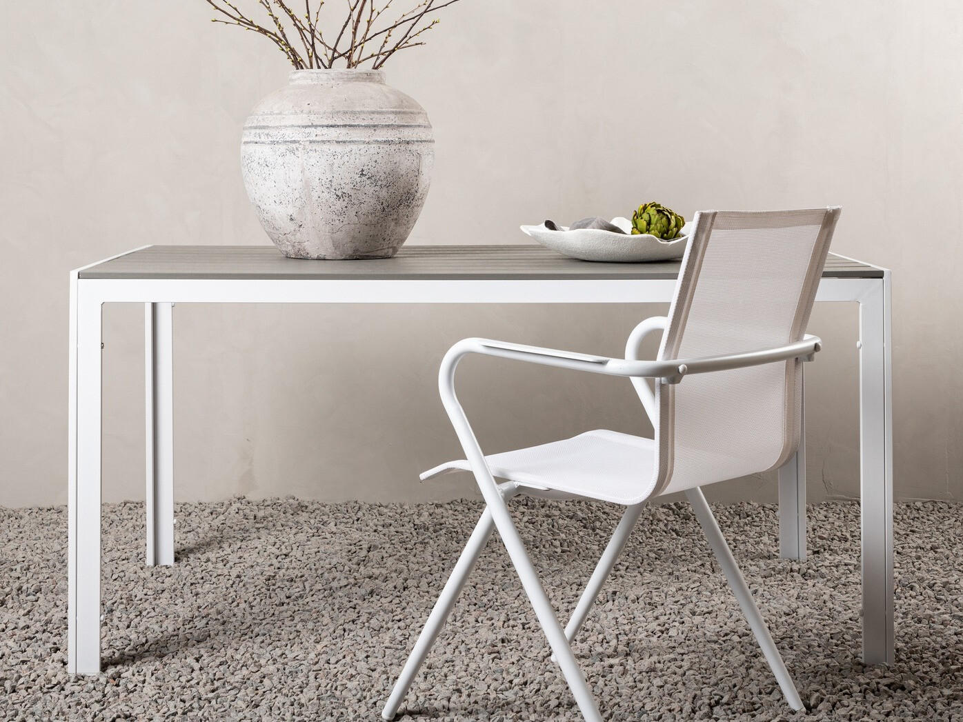 Lauko stalas Dallas 2712 (Pilka + Balta)