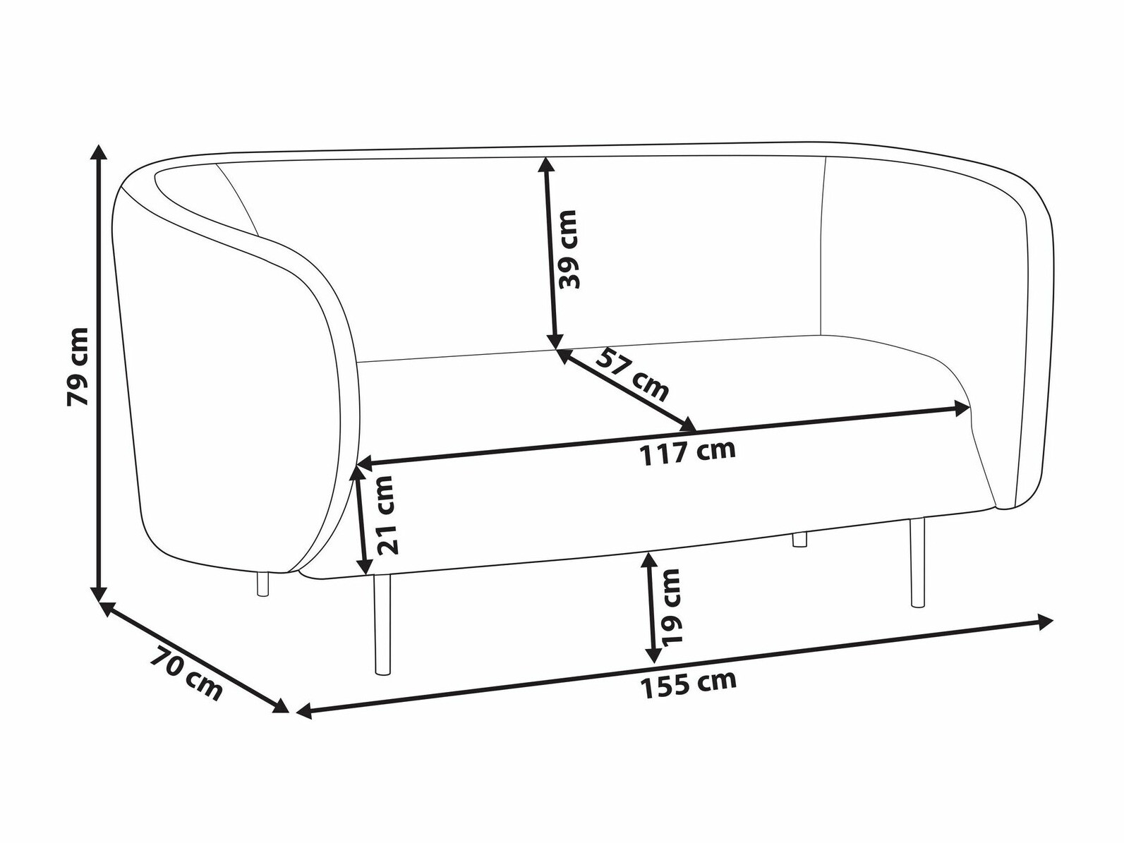 Sofa Berwyn 2042 (Taupe + Juoda)