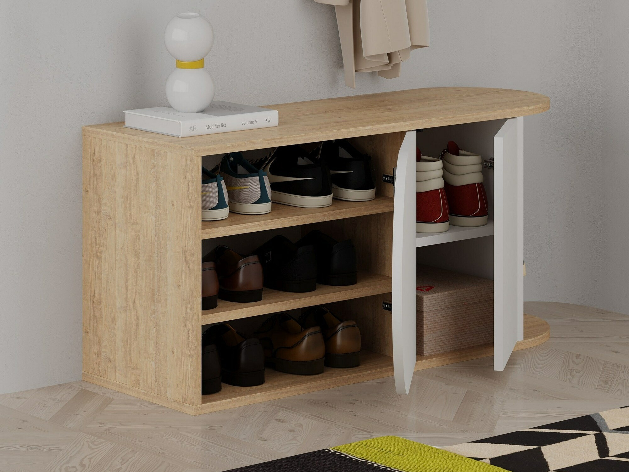 Batų dėžė Kailua 2151 (Balta + Ąžuolas)