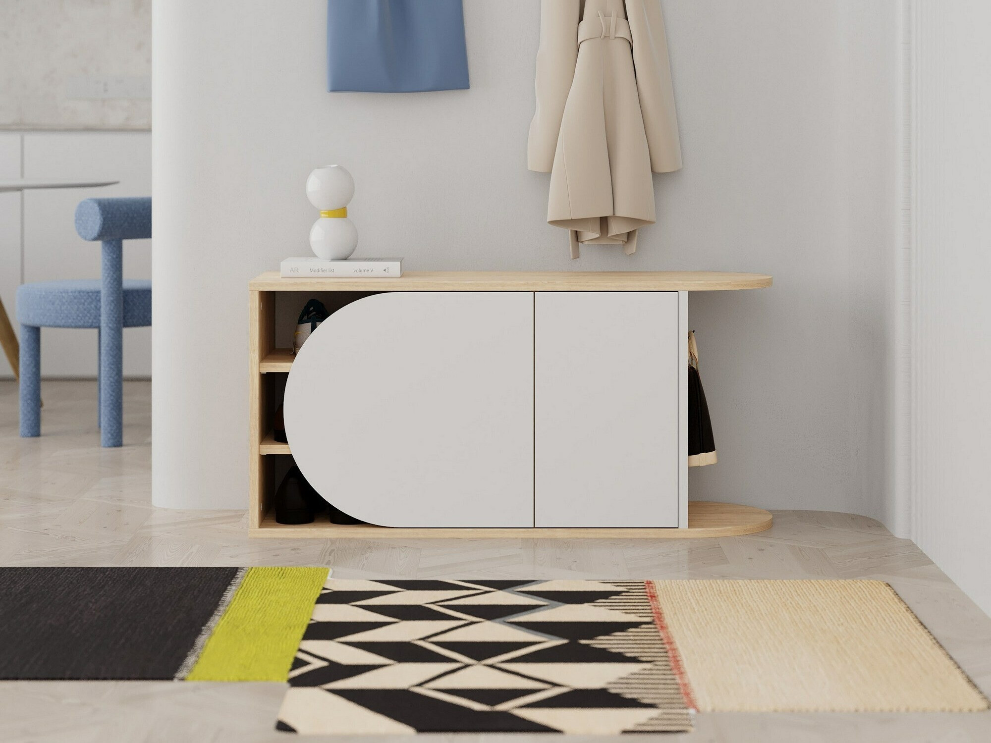 Batų dėžė Kailua 2151 (Balta + Ąžuolas)