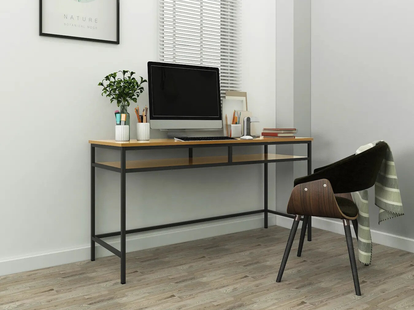 Darbo stalas Merfeli 104 (Pilka + Ąžuolas)