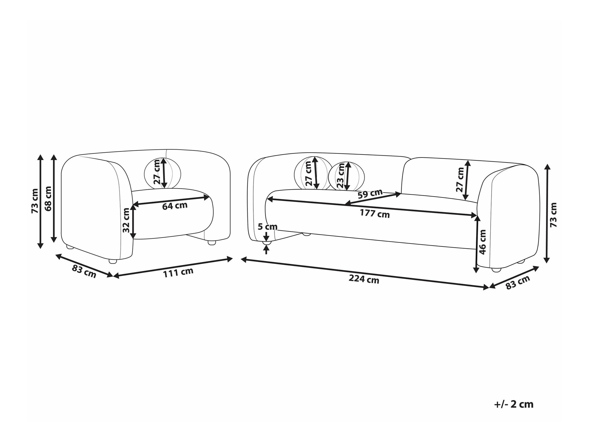 Minkštų baldų komplektas Veselme 104 (Balta)