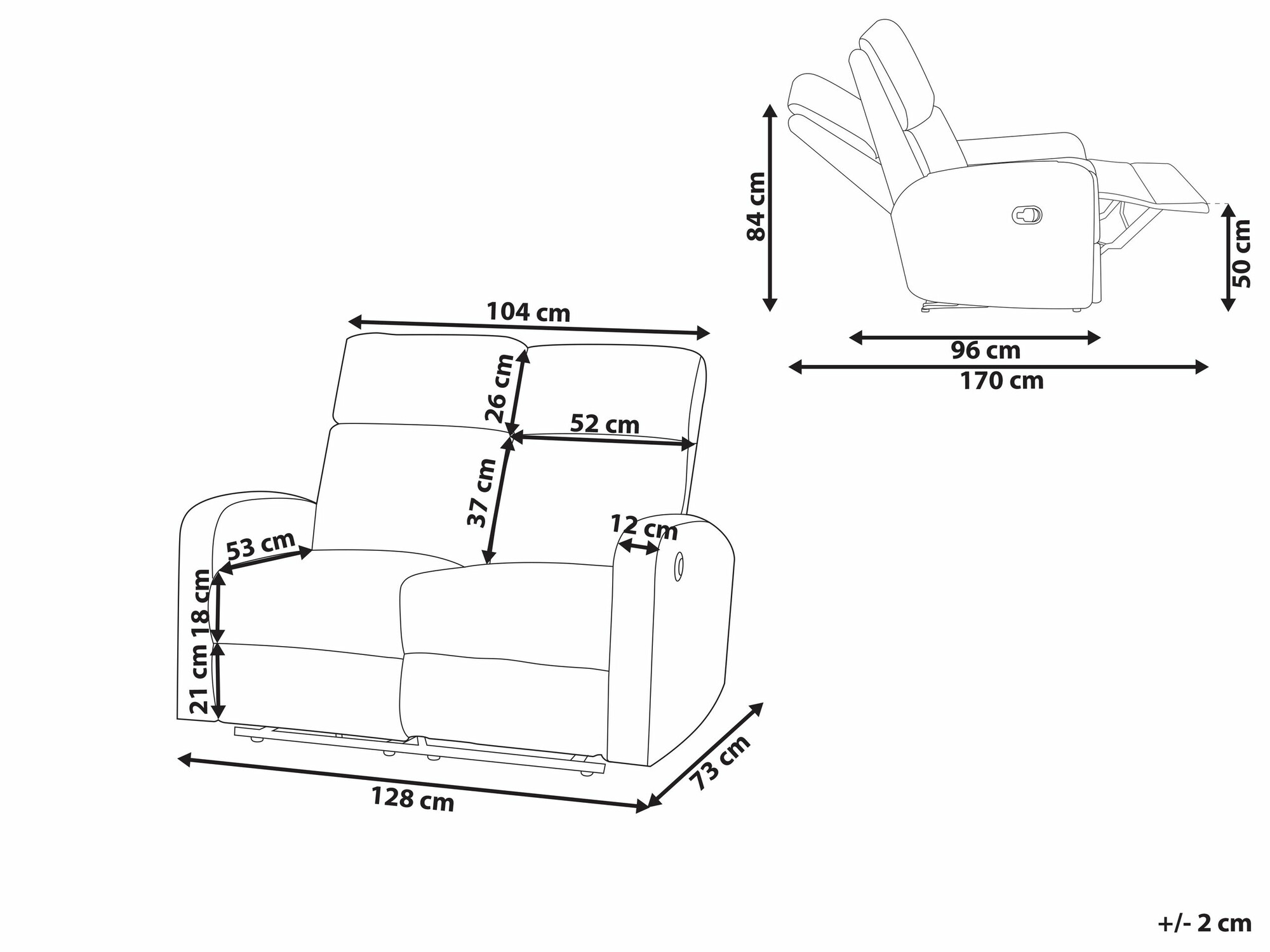 Sofa reglaineris Berwyn 2107 (Kreminė)