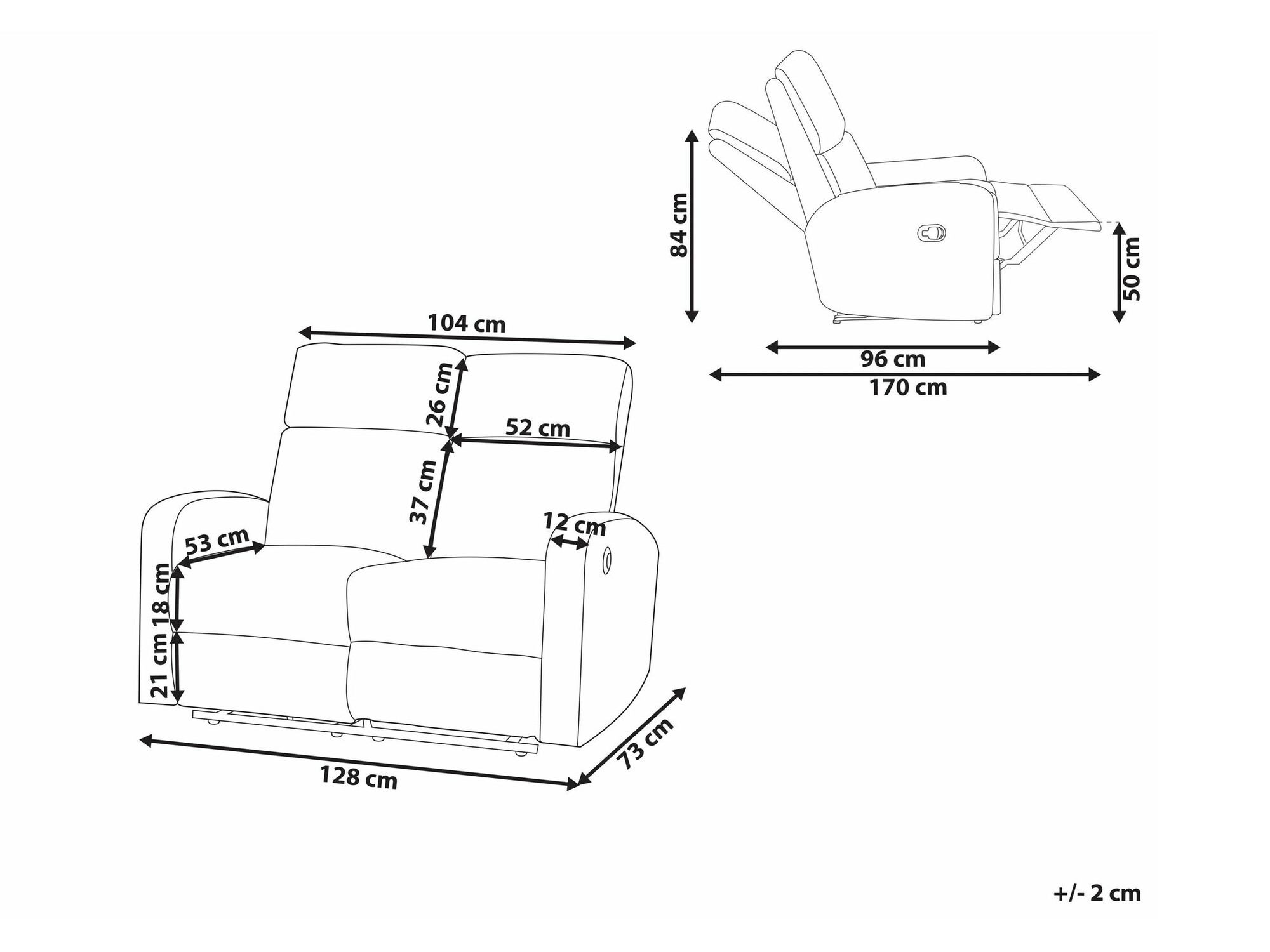 Sofa reglaineris Berwyn 2107 (Smėlinė)