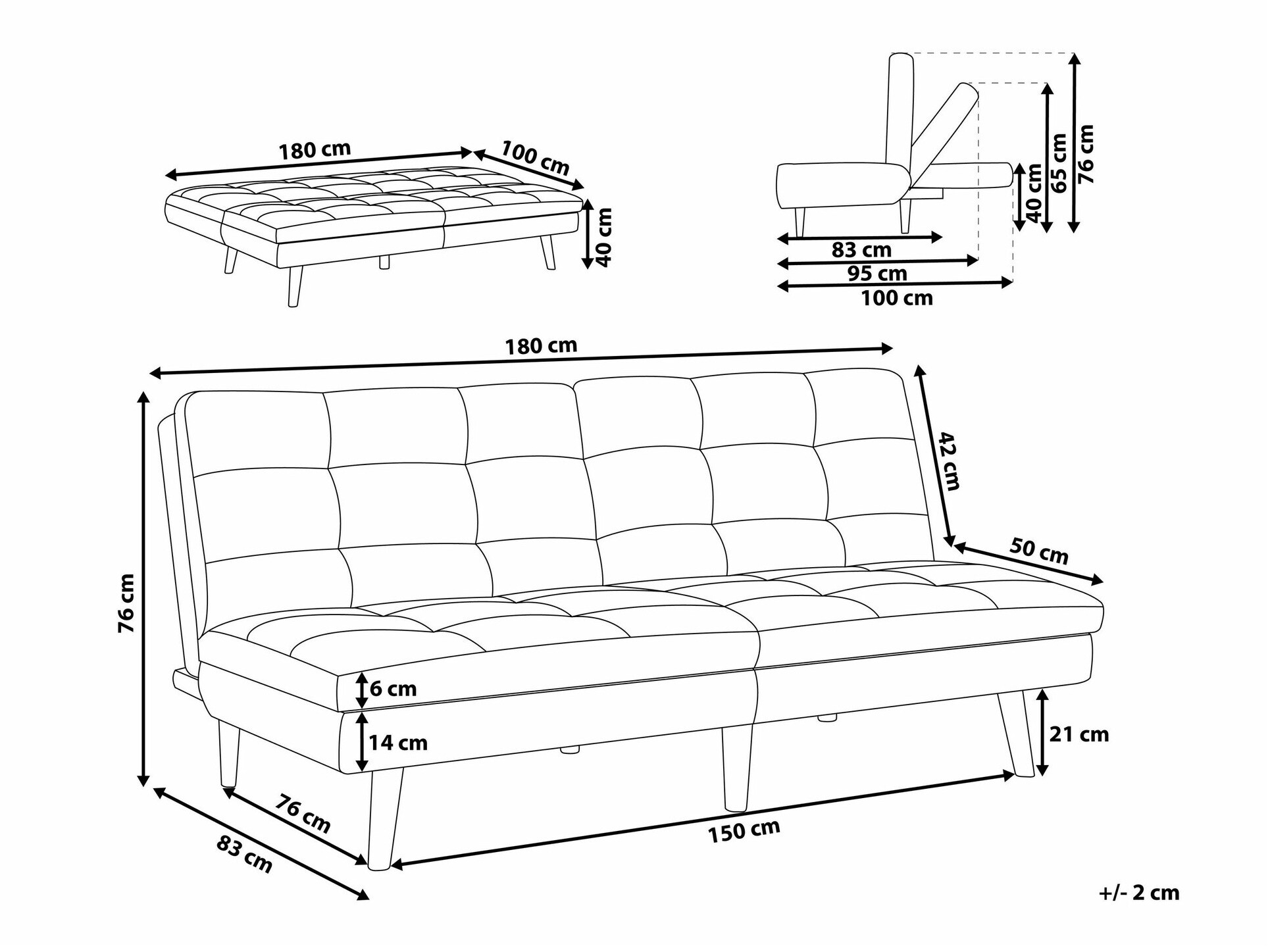 Sofa lova Berwyn 654 (Juoda)