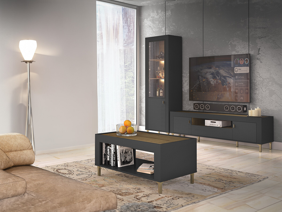 Svetainės komplektas Mormavu 114 (Matinė juoda)