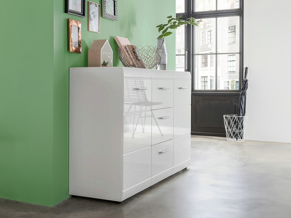 Komoda Livromu 108 (Blizgi balta + Balta)