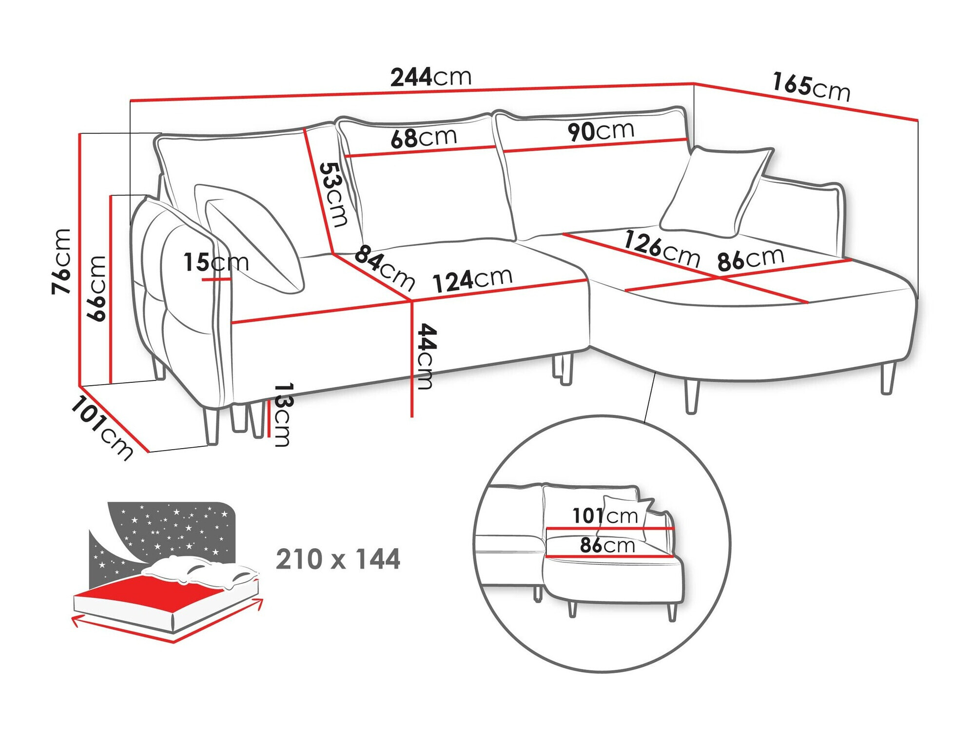 Minkštas kampas TrendyNest 101 (Onega 15)