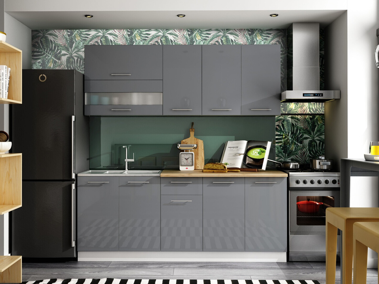 Modulinė spintelė su stalčiumi ir durelėmis Tiffa Grey 138