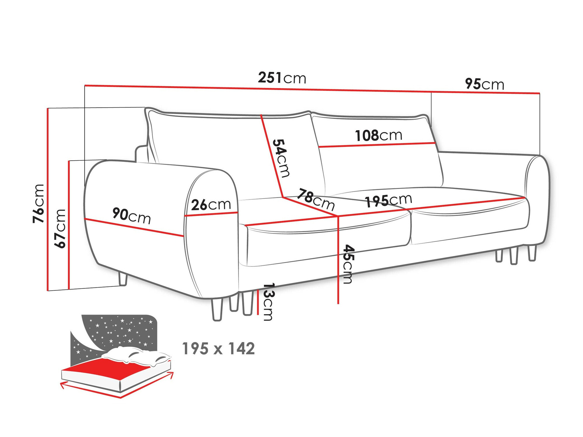 Sofa lova TrendyNest Cervalis (Onega 08)