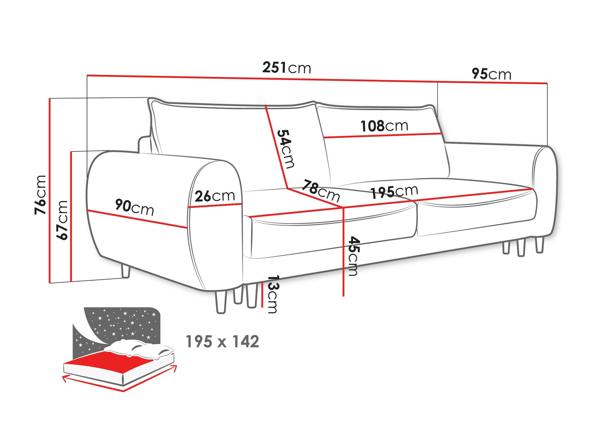 Sofa lova TrendyNest Cervalis (Onega 10)