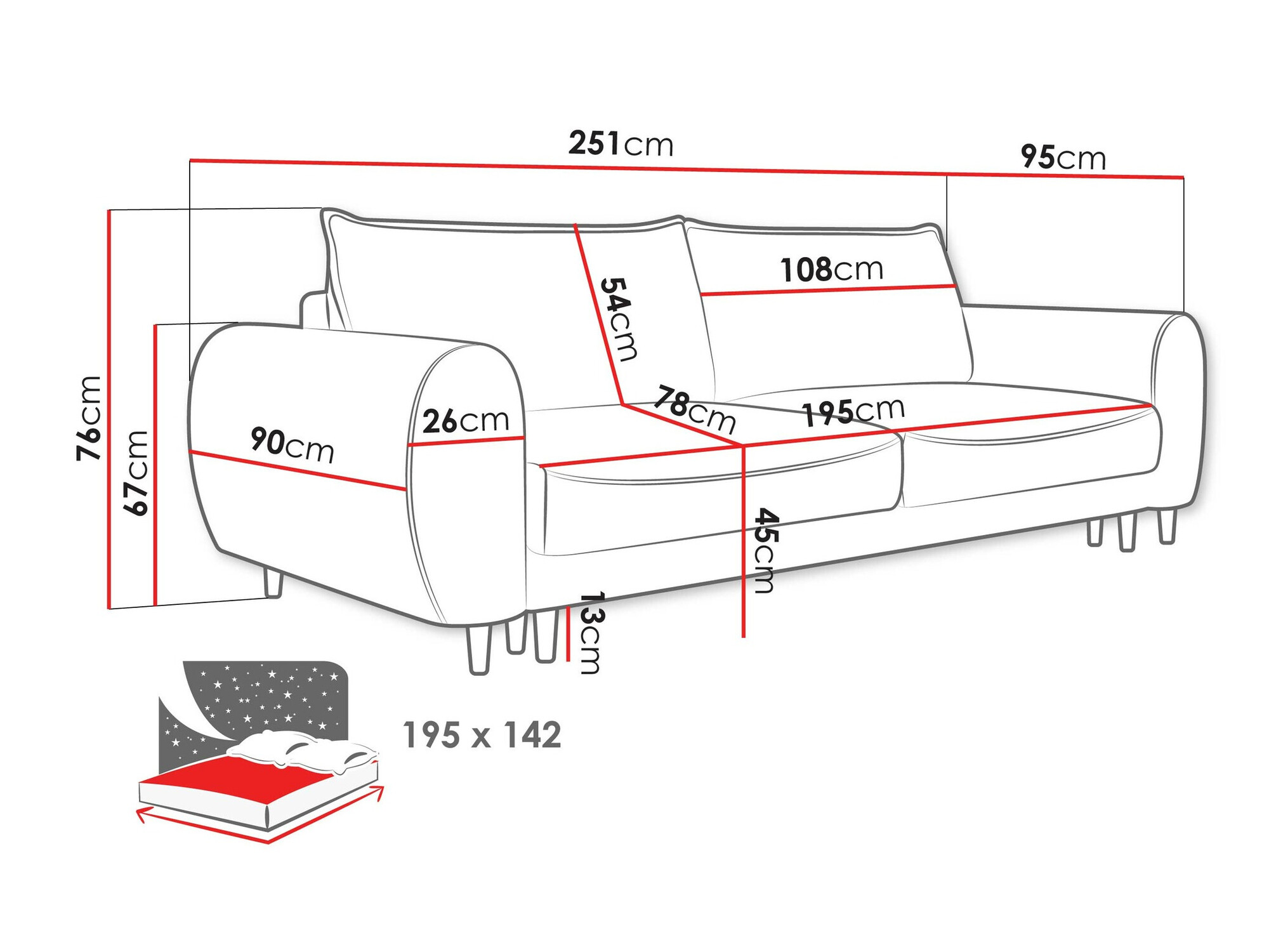 Sofa lova TrendyNest Cervalis (Onega 11)