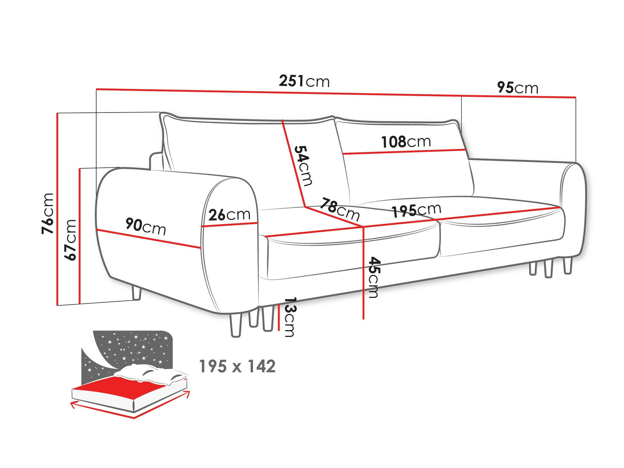 Sofa lova TrendyNest Cervalis (Onega 14)
