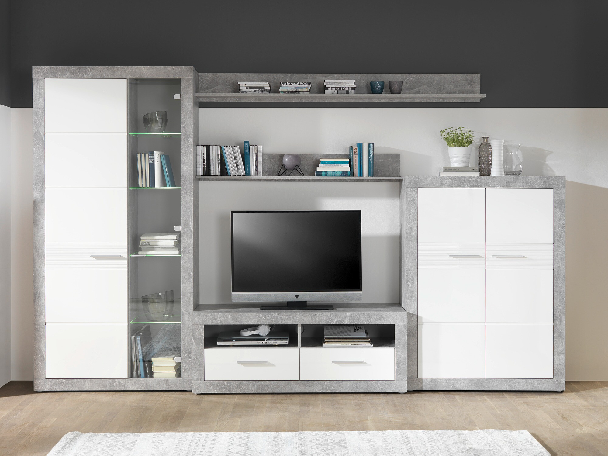 Svetainės komplektas Romfera 115 (Pilka + Balta)