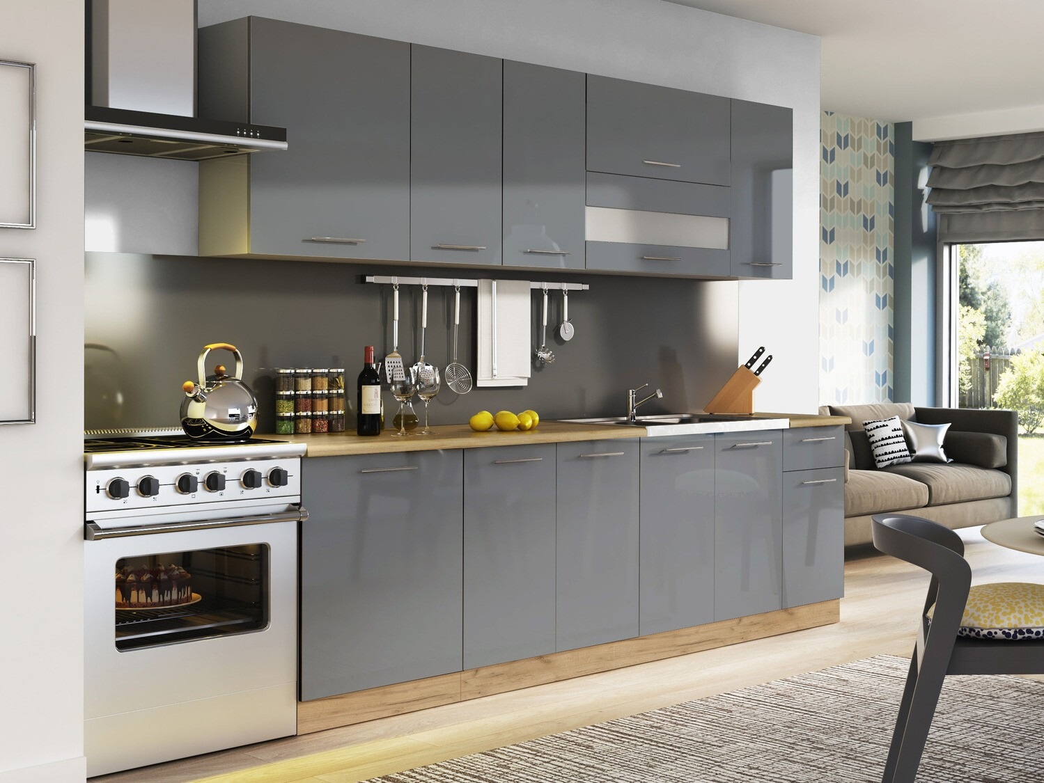 Modulinė spintelė plautuvei su durelėmis Tiffa Grey 125