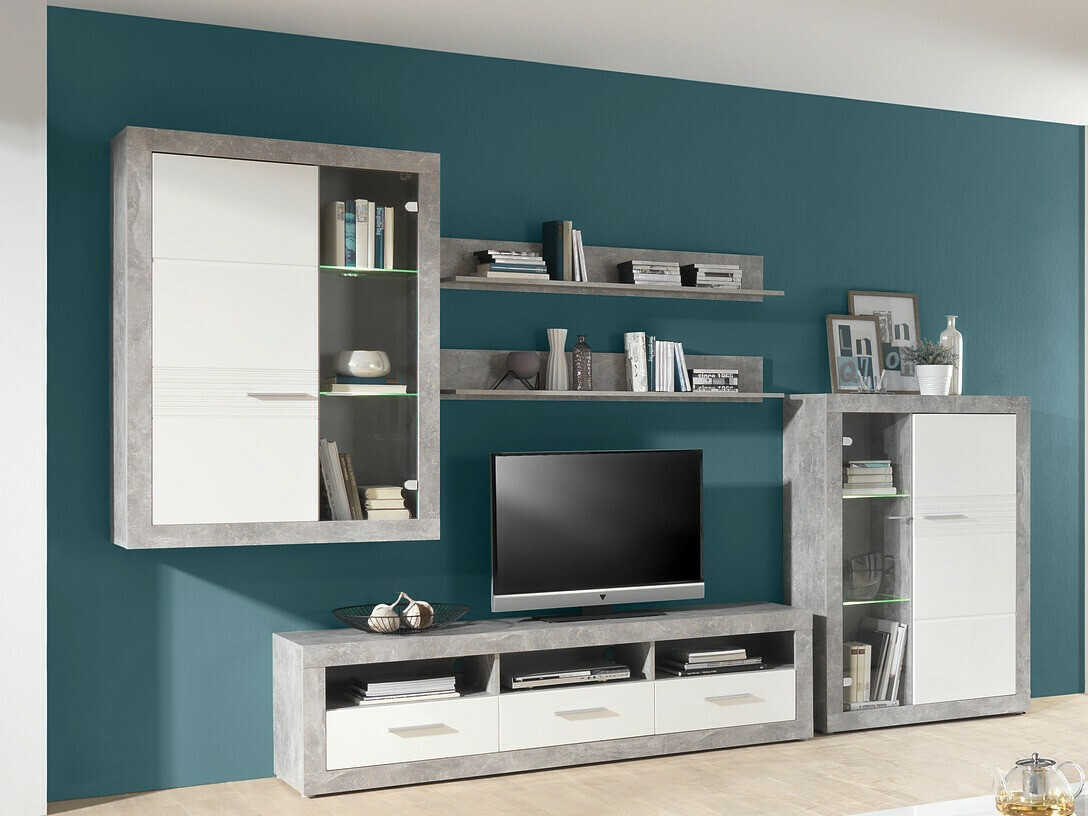 Svetainės komplektas Romfera 116 (Pilka + Balta)