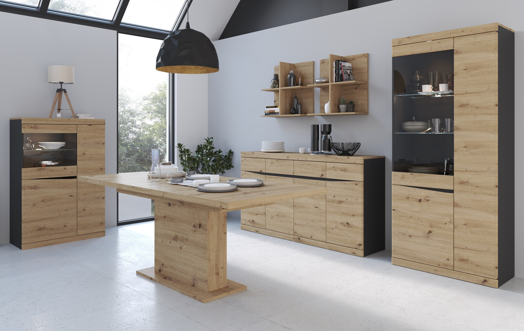 Lentyna Venlori 129 (Antracitas + Artisan ąžuolas)