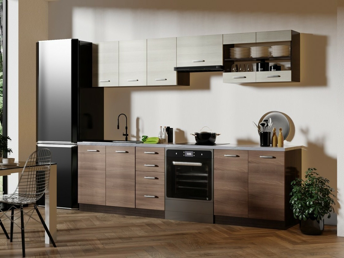 Virtuvės komplektas Houston 1138 (Tamsus ąžuolas + Šviesus ąžuolas)