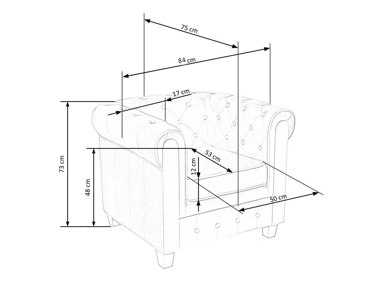 Chesterfield fotelis Houston 1352 (Pilka)