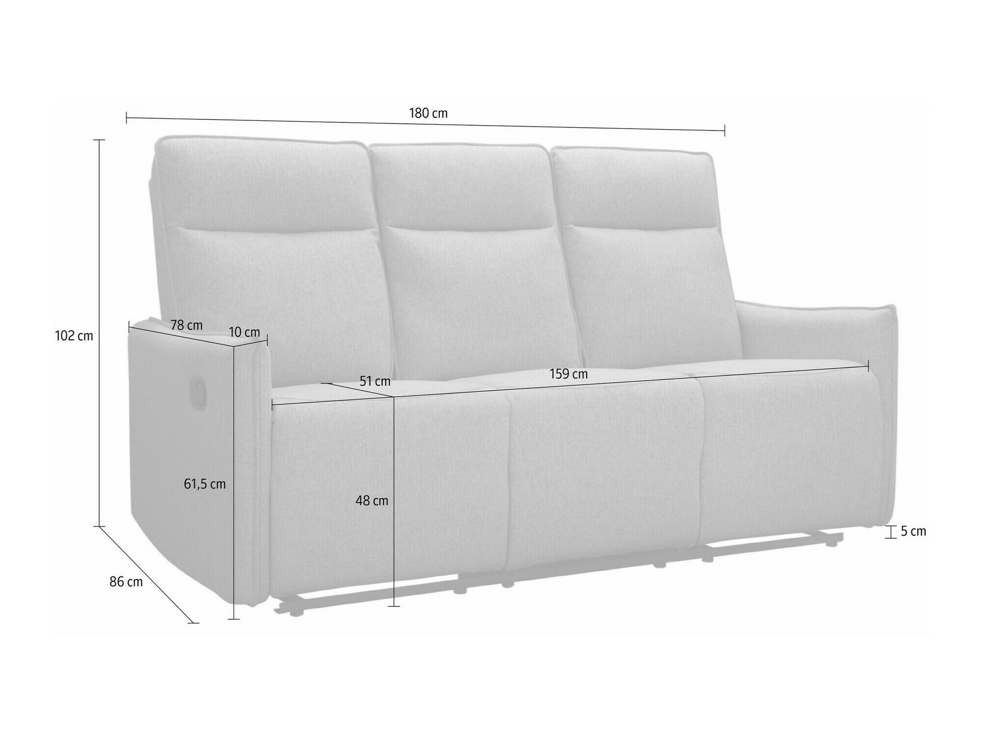 Sofa reglaineris Tulsa 648 (Antracitas)