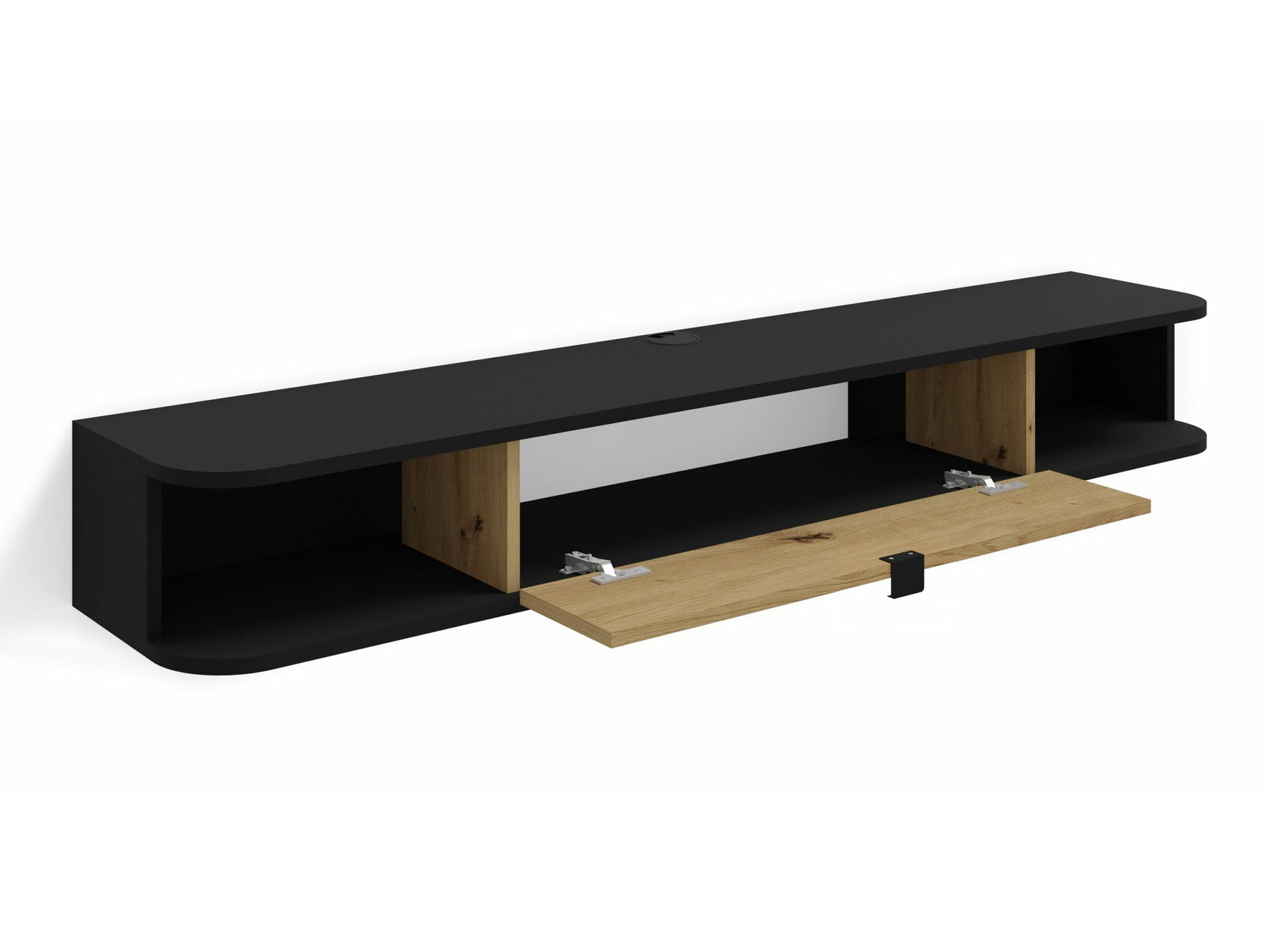 TV staliukas Buffalo 176 (Matinė juoda + Artisan ąžuolas)