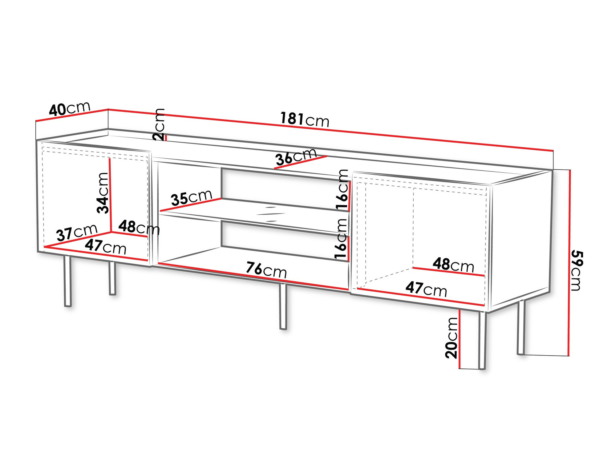TV staliukas Mortali 105 (Juoda)
