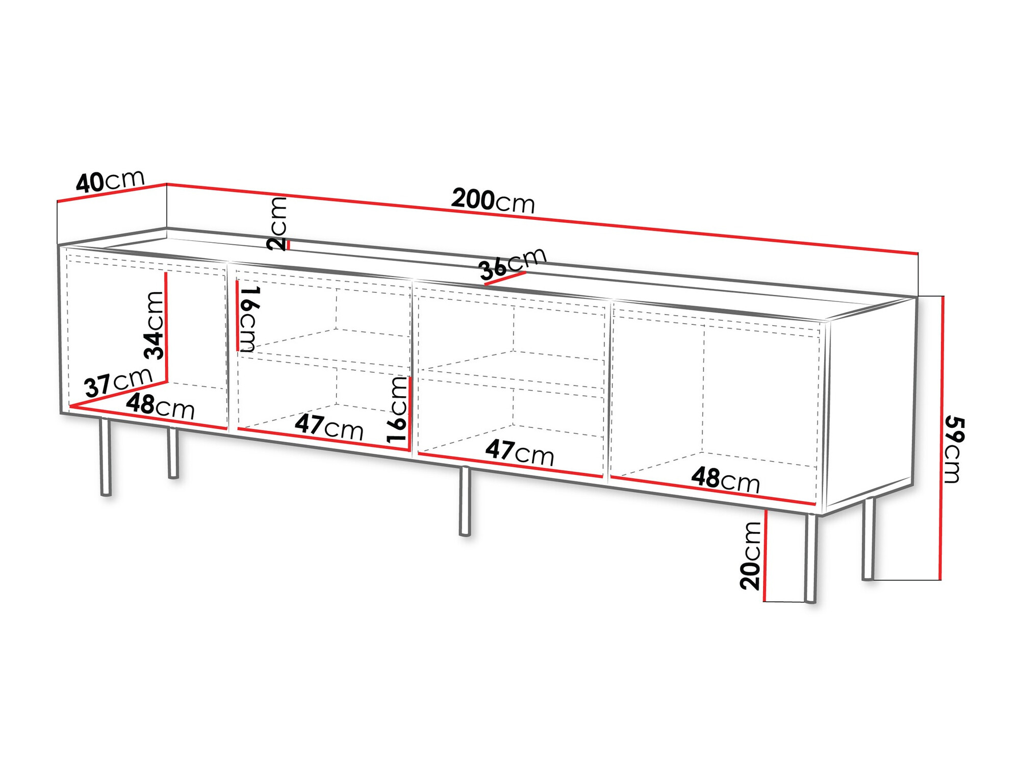 TV staliukas Sillen I (Juoda)