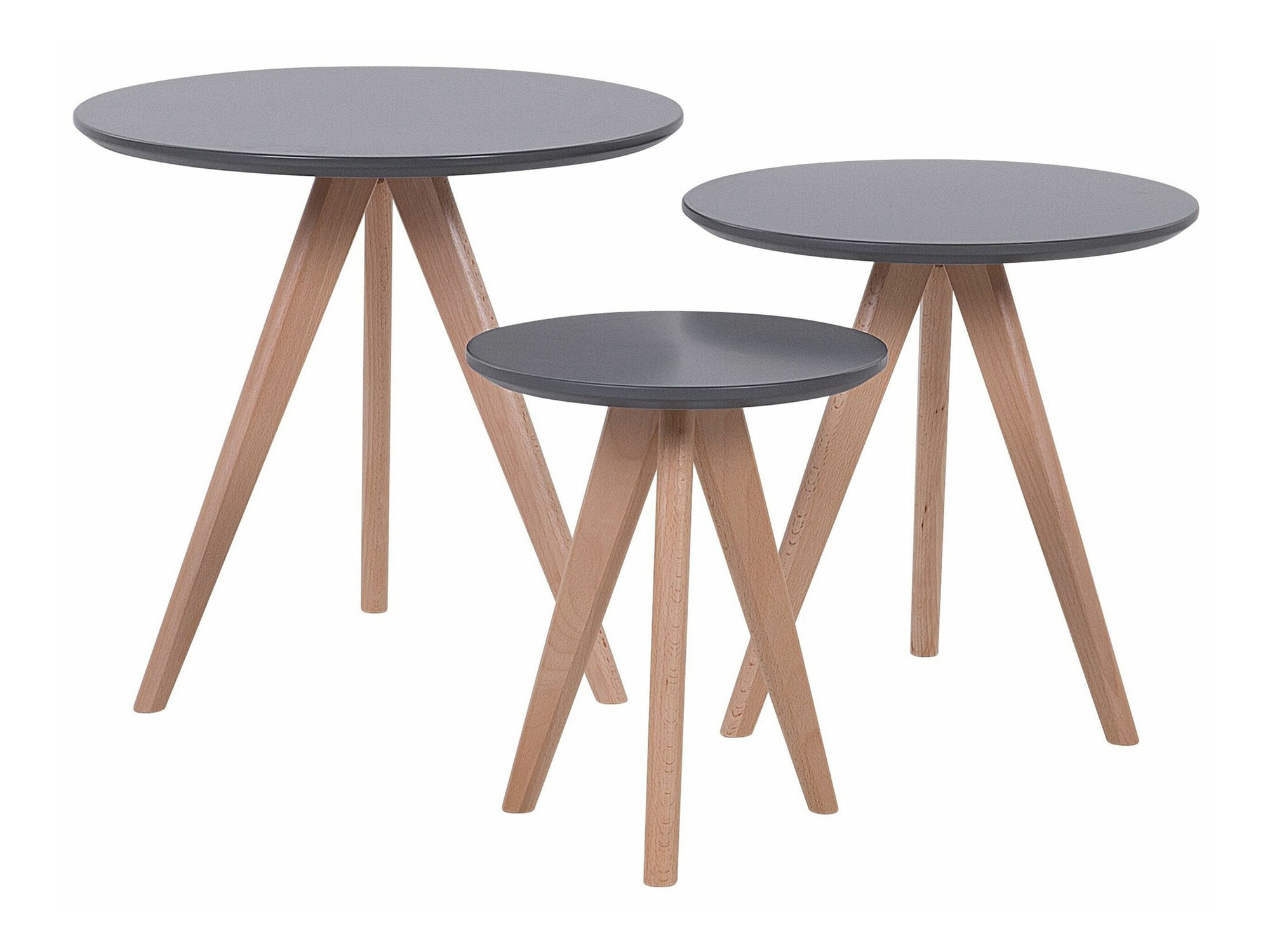 Šoninių staliukų komplektas Berwyn 1739 (Pilka + Šviesus medis)