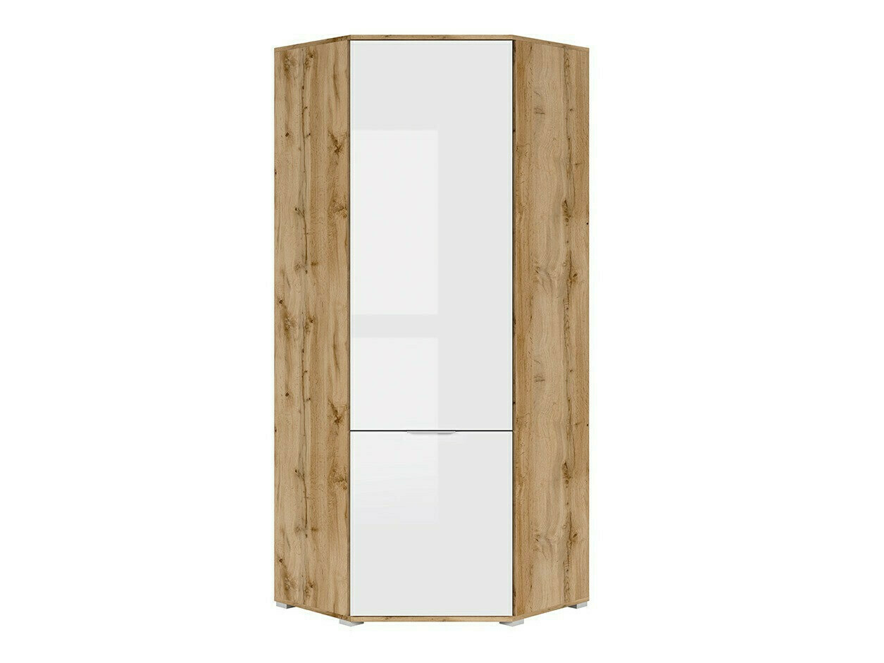 Kampinė spinta Tivetra 116 (Votan ąžuolas + Blizgi balta)