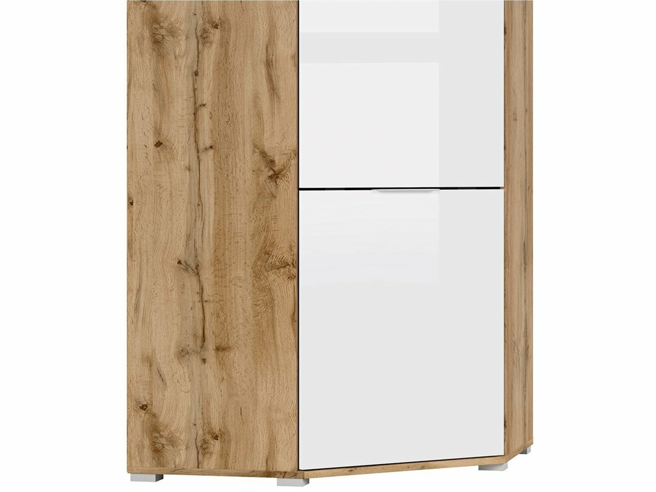 Kampinė spinta Tivetra 116 (Votan ąžuolas + Blizgi balta)