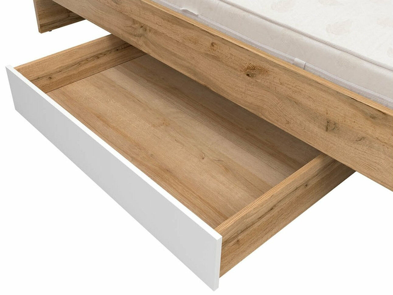 Patalynės dėžė Tivetra 122 (Votan ąžuolas + Blizgi balta)