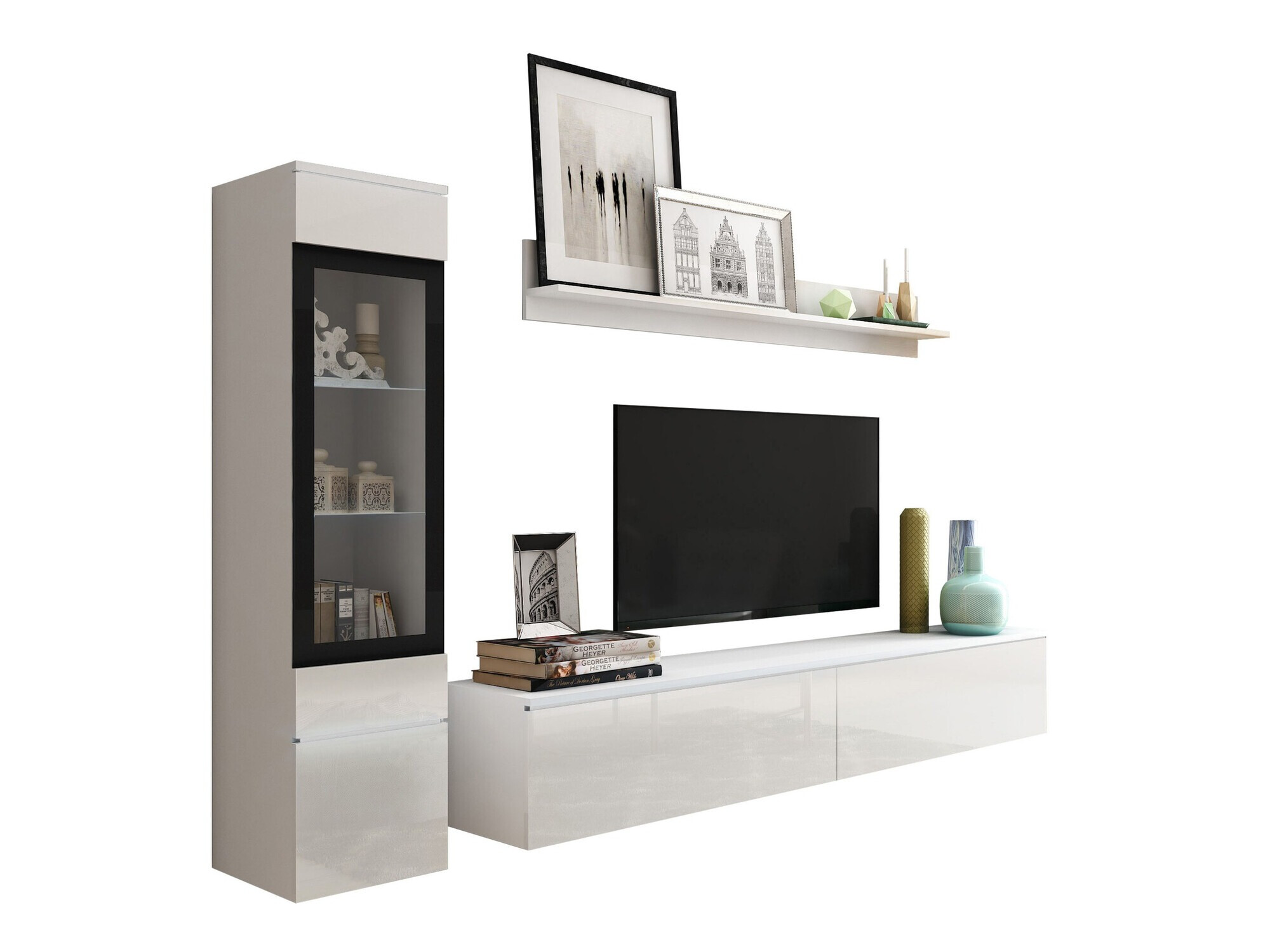 Svetainės komplektas Sarasota 125 (Balta + Blizgi balta)