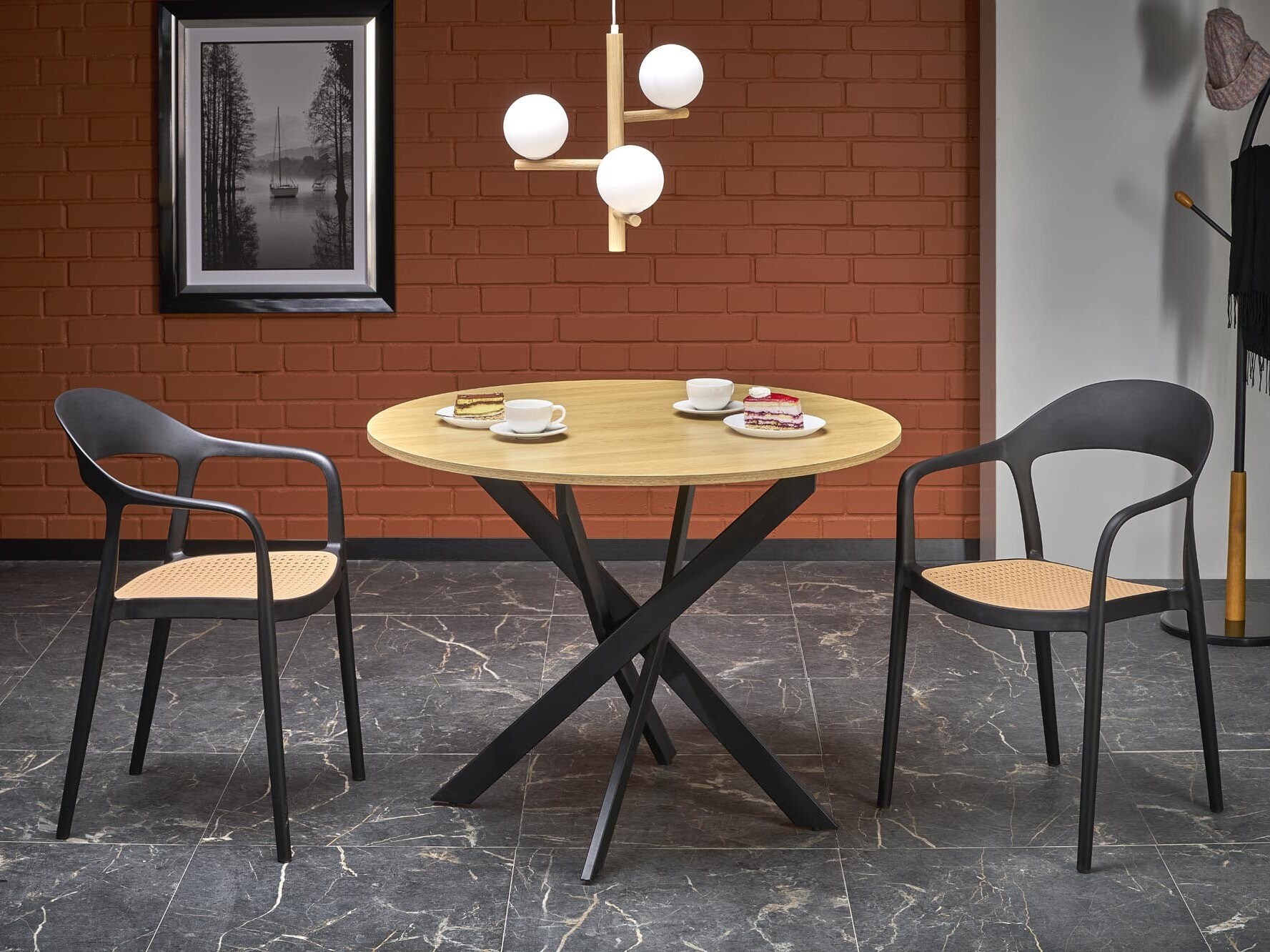 Svetainės valgomojo komplektai apvaliu stalviršiu