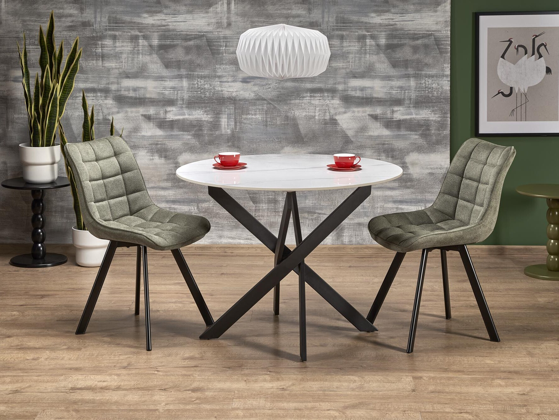 Virtuvės valgomojo komplektai su žaliomis kėdėmis