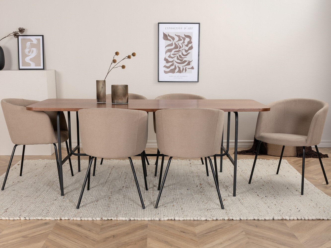 Valgomojo komplektas Dallas 2793 (Smėlinė + Juoda)