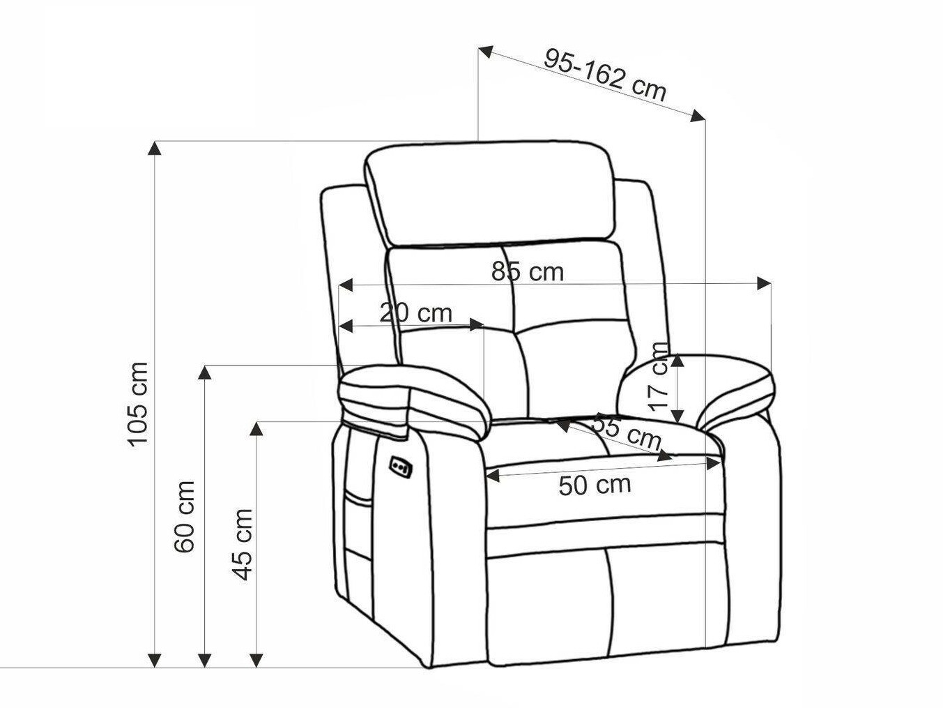 Fotelis reglaineris Houston 1781 (Pilka)