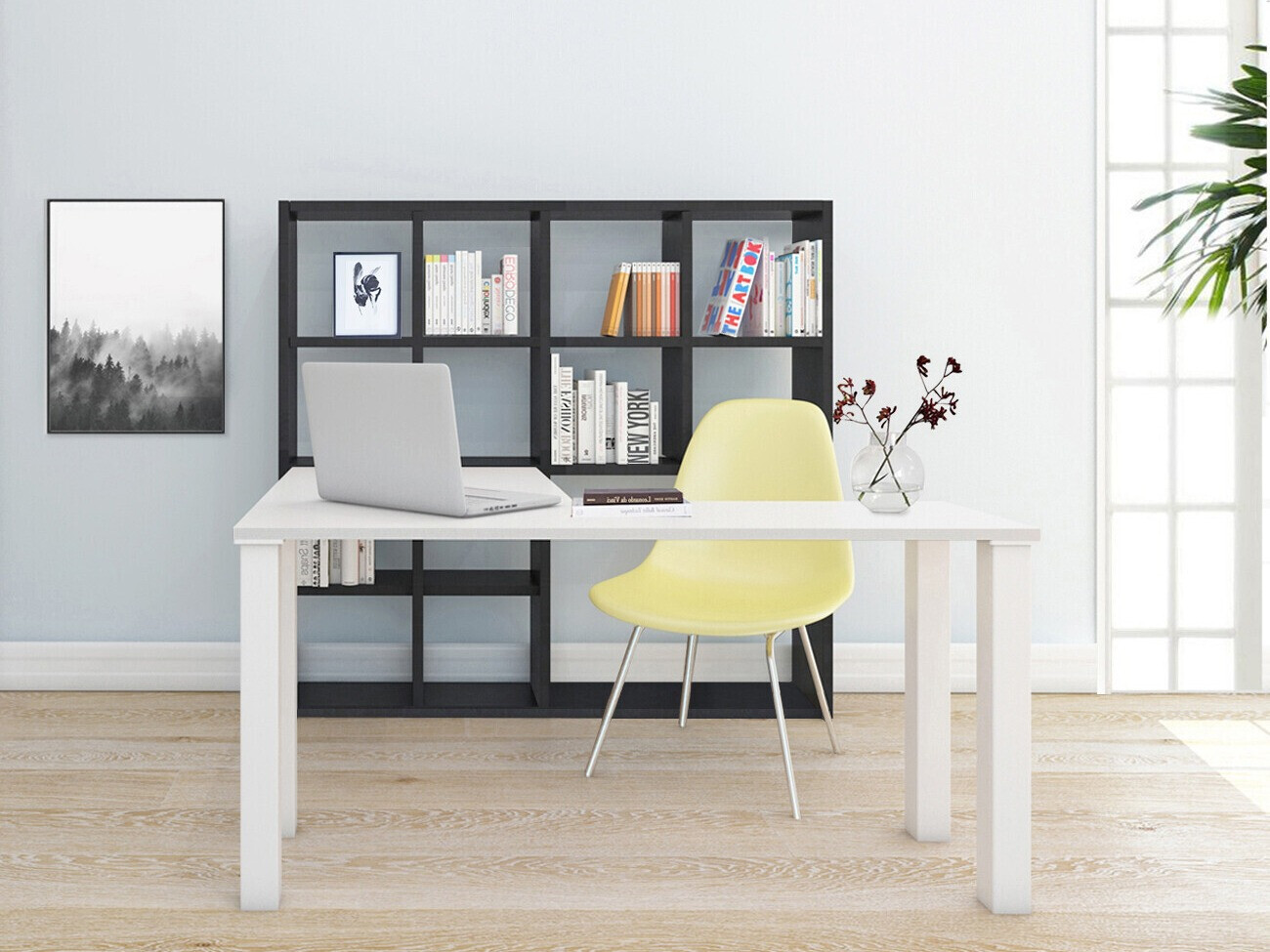 Kampinis darbo stalas Denton 186 (Balta + Betonas)