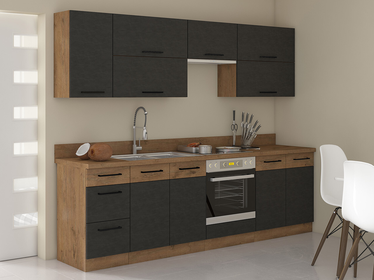 Modulinis virtuvės komplektas Wood Grey 135