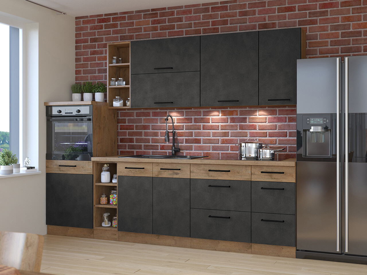 Modulinis virtuvės komplektas Wood Grey 137