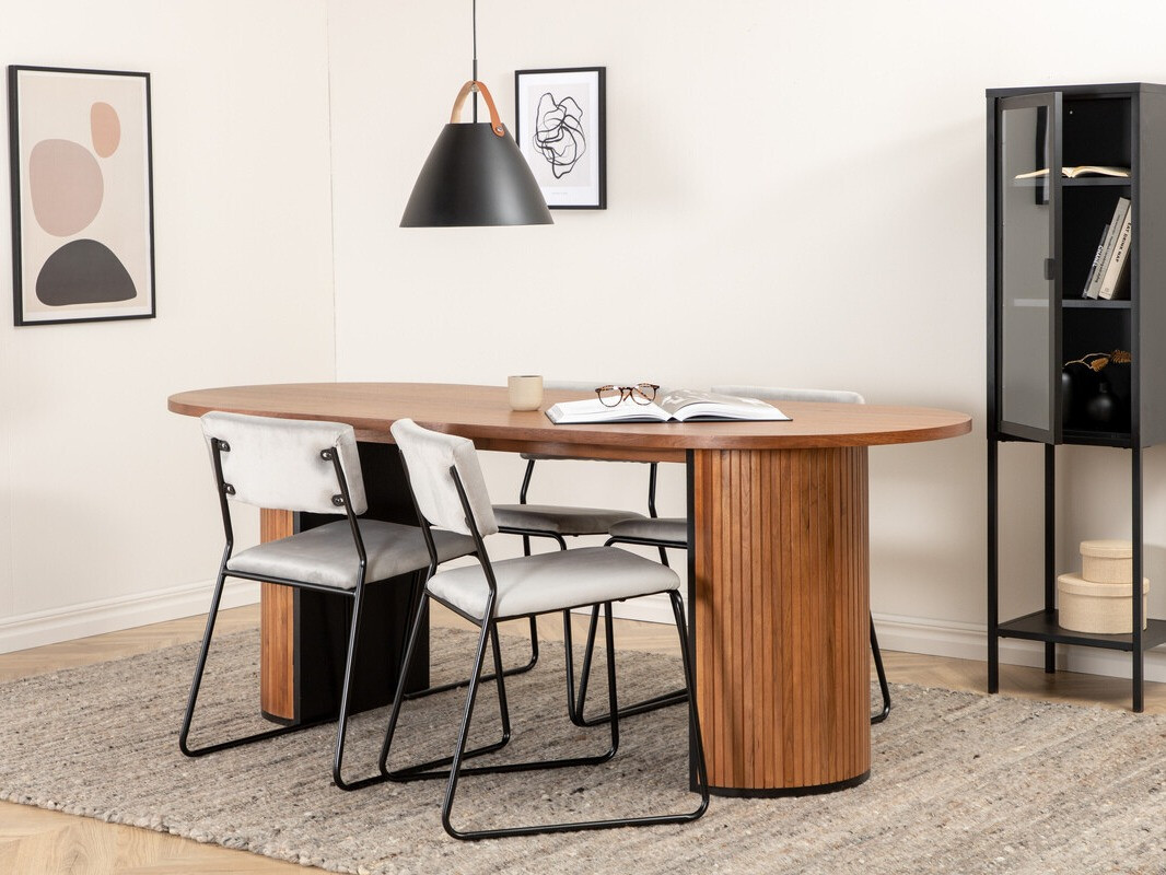 Valgomojo komplektas Dallas 2741 (Šviesi pilka + Juoda)