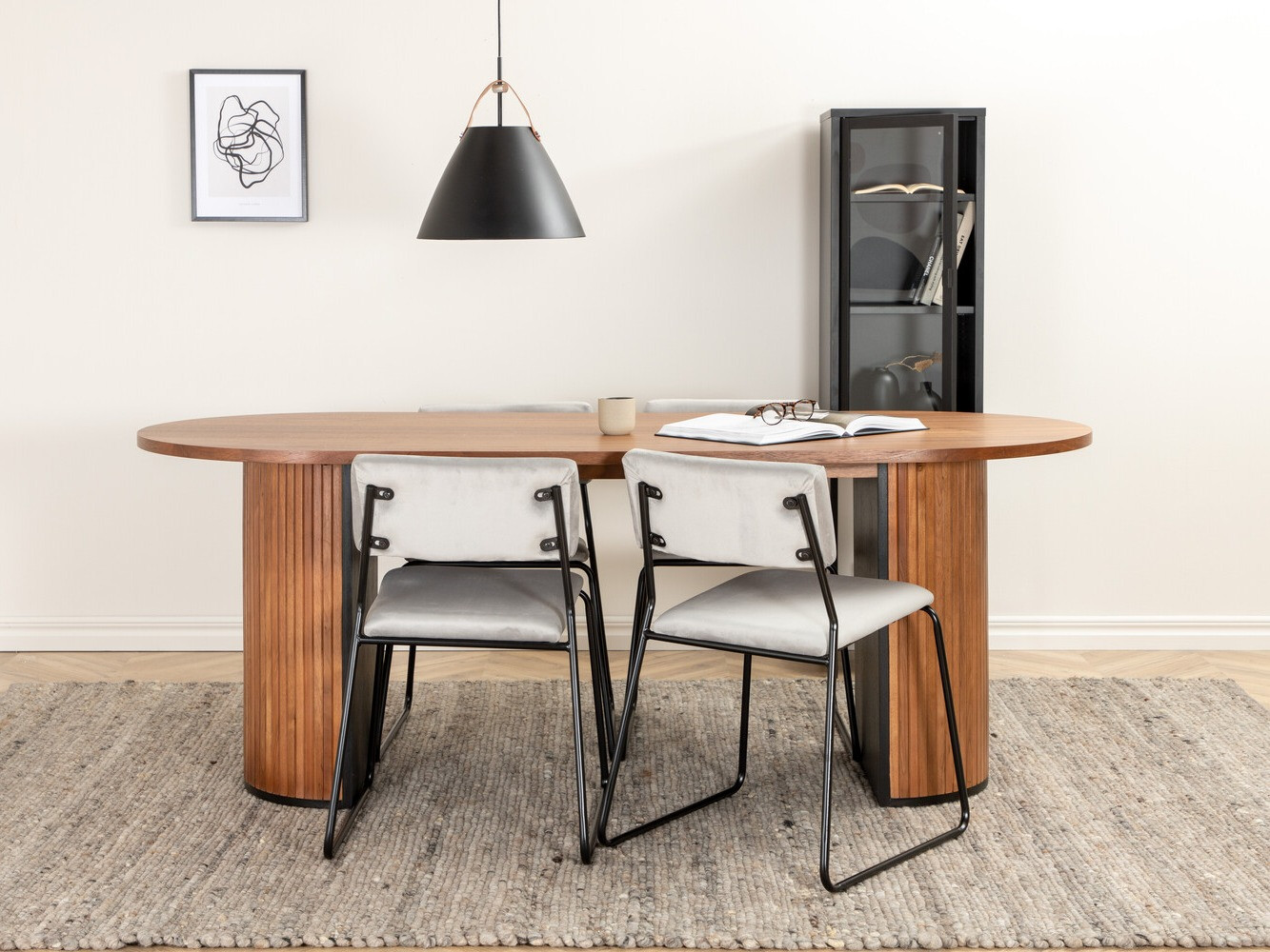 Valgomojo komplektas Dallas 2741 (Šviesi pilka + Juoda)