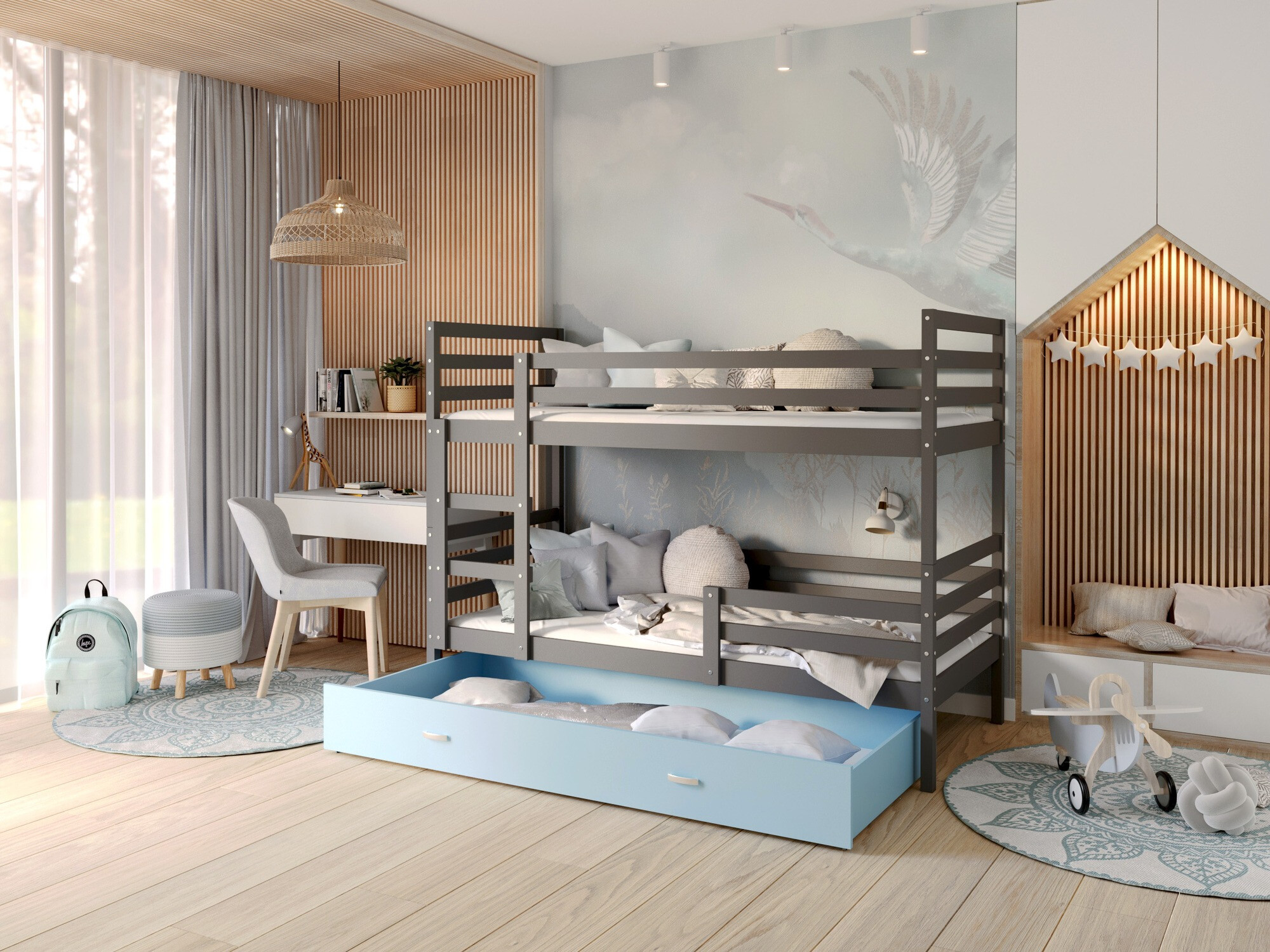 Dviaukštė lova Aurora 109 (Pilka)