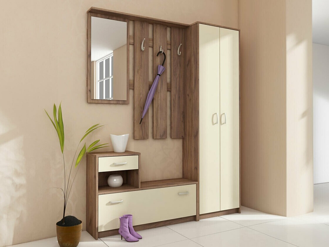 Prieškambario komplektas Gilroy 106 (Craft Tabaco ąžuolas + Kreminė)